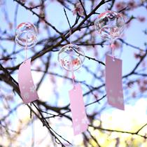 Glass cherry blossoms summer and wind chimes Bell creative bedroom pendant meditation summer and wind hanging door ornaments female birthday