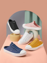Skechers Skechers official summer baotou half-drag canvas shoes Womens one-pedal slippers Casual shoes lazy shoes