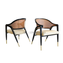 New Chinese solid wood sofa Rattan Weaving Single Chair Prototype Board Room Design Minjuku Hotel Clubhouse Reception Sofa Chair Furniture