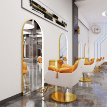 Net celebrity barber shop wall-mounted single-sided mirror Wall-mounted with LED light hair salon hair salon special dyeing and ironing mirror table