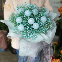 White candy ball colored light led string starry decorative light trembling round cotton thread colored light ball diy decoration
