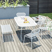 Nordic simple leisure courtyard Outdoor tables and chairs Wrought iron cafe Outdoor villa open-air balcony Small table and chair combination