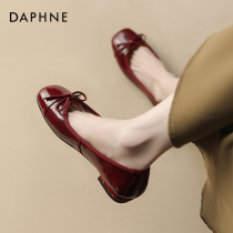 Daphne French little red shoes flat single shoes women 2023 summer new wedding shoes bridal shoes low heel shallow mouth summer