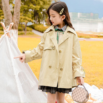 2021 autumn new childrens clothing jacket in the big boy foreign style casual top thin girl trench coat spring and autumn