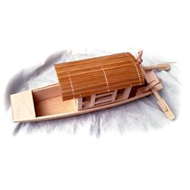Hand-cranked shed small boat boat small wooden boat model wooden Pengpeng fishing boat boggy rack ornaments