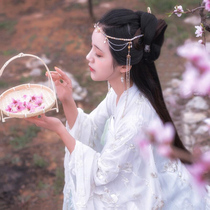 Ancient style portable flower basket bamboo woven wooden Hanfu catwalk photography props rattan retro photo studio location shooting