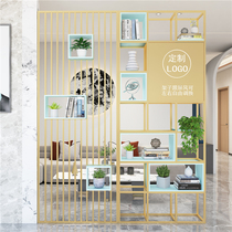 Wrought Iron office bookshelf partition screen storage rack beauty salon light luxury hollow grille partition decoration display rack