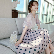 Sandro Mosquoloni Temperament Wave Dot Dress Woman Summer 2022 new French style Aging Bubble Sleeve Suit