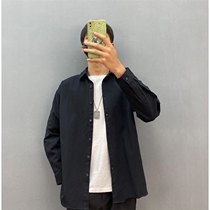 Three-piece set 2021 Spring Summer new long sleeve shirt mens solid color loose handsome casual casual trend shirt set