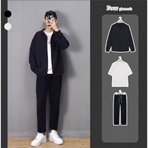 (Set) shirt men 2020 Autumn New Wild casual simple Hong Kong style loose long sleeve shirt coat men