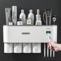  Toothbrush holder Punch-free mouthwash cup Net red brushing cup Wall-mounted bathroom wall-mounted storage rack set