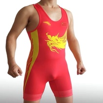 International wrestling freestyle wrestling tights fitness training competition Blue Red Dragon mens