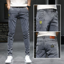 Tide brand jeans mens 2021 Autumn New stretch Korean version of the trend slim Joker casual small feet long pants