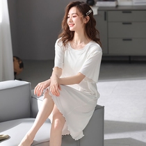 With chest pad nightgown women Summer modal long super soft sleeveless sweet loose solid color can wear home clothes