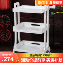 High-grade compressed solid wood beauty trolley three-layer mobile shelf beauty salon nail salon nail hair storage box haircut