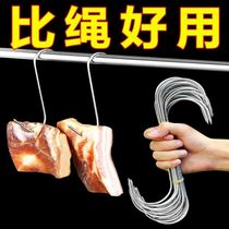 Hook for bacon shelf artifact for drying bacon hook sausage fish balcony stainless steel S-shaped pointed household