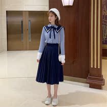 2021 autumn style college style casual fashion set womens autumn new shawl sweater pleated skirt two-piece set