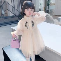 Childrens clothing dress girl spring and autumn foreign style 2021 new Korean version of the girl child baby princess puffy yarn skirt