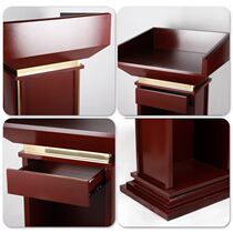 Meeting room welcome storefront solid wood podium hotel property station host modern parking dining room table