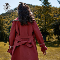 Girls big lapel collar long windbreaker 2021 new autumn dress foreign style middle child Korean version of British style coat spring and autumn