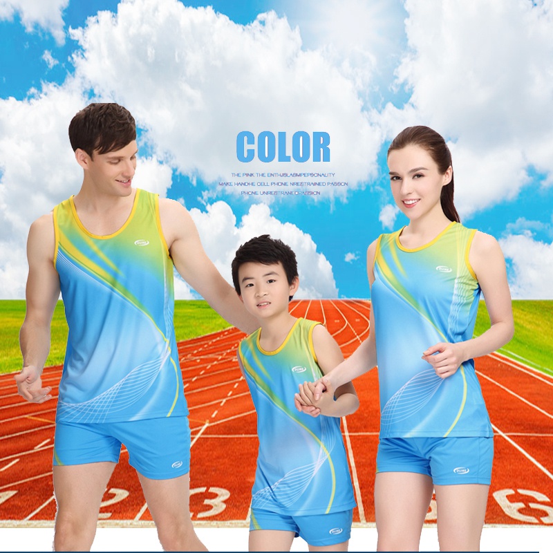 Childrens track and field training suit suit Male and female childrens running game suit Primary and secondary school students track and field suit vest flat angle short 