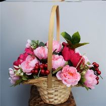 Nanniwan flower basket props art flower arrangement dance basket rattan flower basket dance props portable basket square dance flower basket