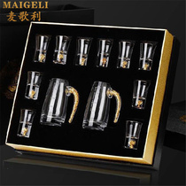 Macquarie light luxury gold foil white wine cup wine dispenser Chinese set Household spirits cup Crystal high-legged glass