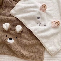 Korean cute coral velvet pet absorbent bath towel rabbit bear towel dog cat bath wipe dry towel