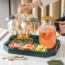 Nordic light luxury tea glass bottle set thickened heat-resistant household living room water set tea set high-end juice bottle
