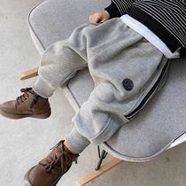 Baby large PP pants boy with thin suede pants spring baby baby autumn and winter gush outside wearing fart pants tide