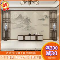 New Chinese Wallcloth TV Background Wall Bedroom Living Room Sofa Wallpaper Wallpaper Customized Murals