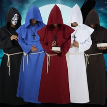 Halloween costume adult male wizard robe pastor cloak priest black cosplay performance god of death cloak