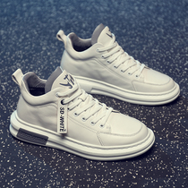 Boomer genuine leather mens shoes 2021 new Korean version 100 hitchhiking shoes Mens casual leather shoes Heightening Little White Shoes Tide Shoes