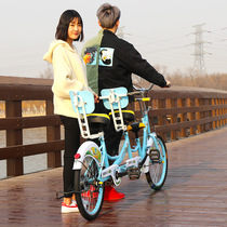 High-end 22-inch three-person parent-child multi-double cycling with children family travel attractions sightseeing bike