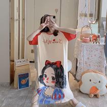 Nightdress long sweet beauty summer size fat mm200 kg pregnant women moon outside wearing cute student home clothes
