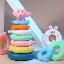 Dianpai music childrens educational toys rainbow tower ring 0-1-2 years old Baby Baby Baby diy handmade sticker
