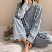 Cotton Korean casual pajamas womens autumn and winter new students Korean cute spring long sleeve home clothes two-piece set