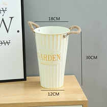 Retro do old wrought iron flower tube dried flower bucket flower Flower Arrangement Vase floor flower pot home wake-up flower bucket