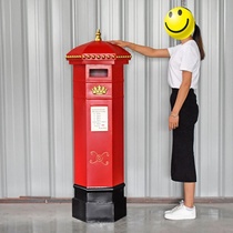 Extra large retro iron box decoration ornaments English red post box wrought iron photography props postal model