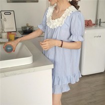 Korea ins princess style pajamas women Summer cotton wooden ear short sleeve shorts sweet casual home suit