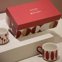 Ceramic mug double cup gift box set with hand gift creative simple housewarming wedding little fresh birthday gift