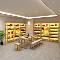 Winery floor wine cabinet wine display luminous multi-layer wine rack creative commercial red wine storage display shelf