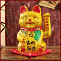 Lucky cat ornaments shake hands to open new stores Home gifts ceramic cat 7-15 inch large ceramic cute smiley cat