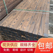 Carbonized wood board outdoor anticorrosive wood floor balcony outer parapet wall ceiling solid wood square strip sauna board grape flower stand
