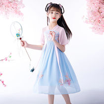 Hanfu childrens chiffon dress summer dress Chinese style costume Super fairy dress 2021 New style little princess dress