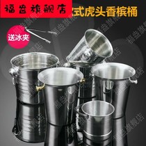 Small barrel round 5l red wine stainless steel plus ice bucket Mini Home ice clip summer restaurant thick cold drink shop belt