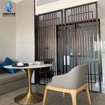Stainless steel screen partition light luxury modern simple hollow flower grid new Chinese metal grille hotel decoration project