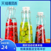 Beverage bottle empty glass jar large sealed can large capacity moisture-proof glass container transparent lemon honey