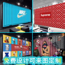 Tide brand container wallpaper ins Wind clothing background wall cloth gym dance room mural graffiti custom wallpaper