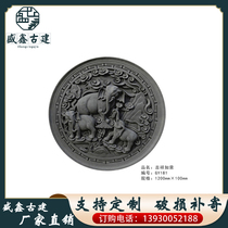 Round brick carving Chinese antique brick carving courtyard shadow wall relief pendant round auspicious Ruyi brick carving